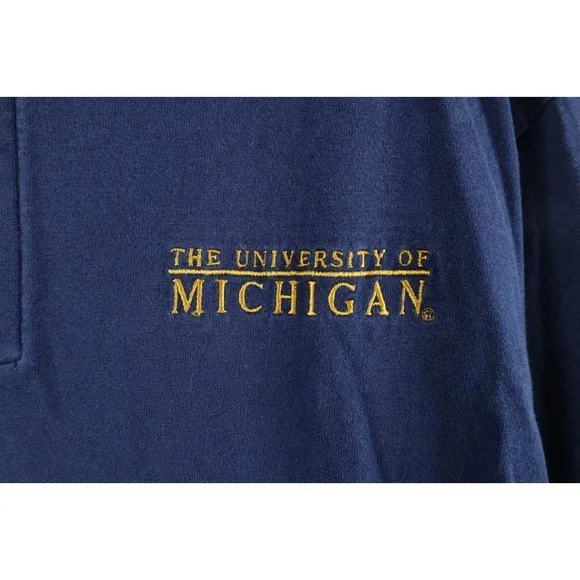 Vintage 90s Mens Large Faded Spell Out University of Michigan Henley T-Shirt USA - Picture 4 of 8